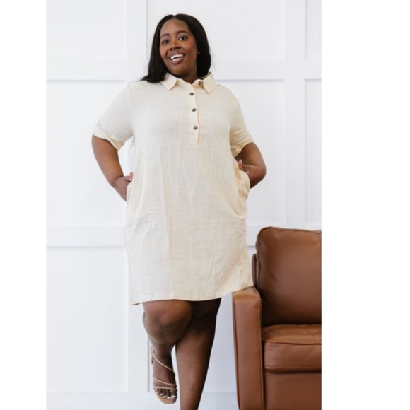 Zenana Iconic Scene Full Size Gauze Half Button Dress - Picture 8 of 12